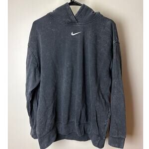 Nike Women’s Center Check Swoosh Hoodie Acid Wash Black - Sz Med